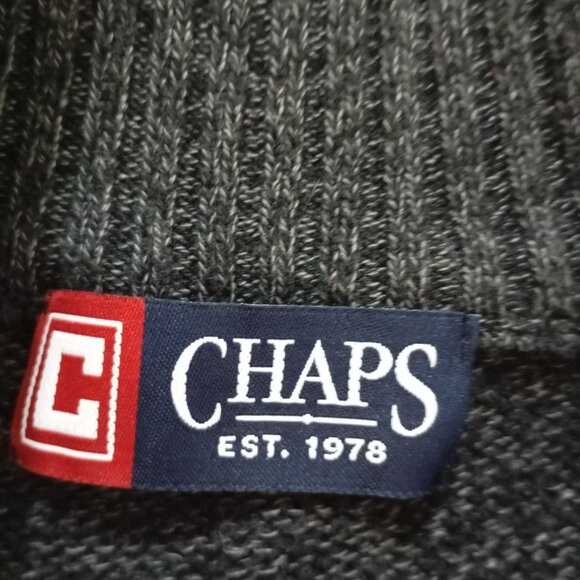 Chaps Men's Gray 100% Cotton 1/4 Button Sweater Size Extra Large - Picture 2 of 16